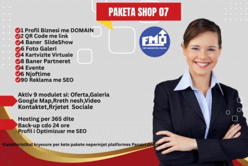 Paketa E-SHOP me 90 Reklama dhe Profil biznesi me domain ne Platformen Panairi Online me SEO ne Google, dyqan per shitje online, marketing digital per e-shop, agjensi marketing online per e-shop